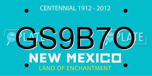 GS9B7O New Mexico License Plate
