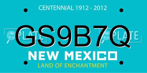 GS9B7Q New Mexico License Plate