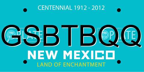 GSBTBQQ New Mexico License Plate