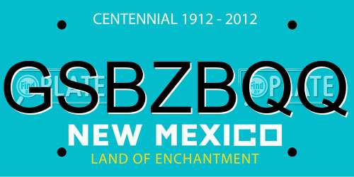 GSBZBQQ New Mexico License Plate