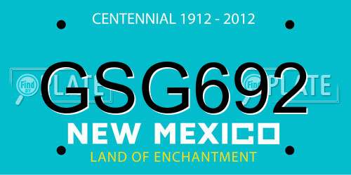 GSG692 New Mexico License Plate