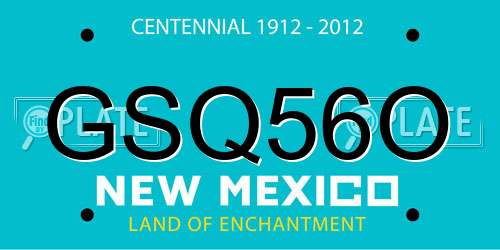GSQ56O New Mexico License Plate