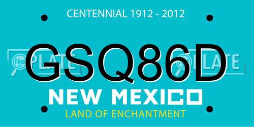 GSQ86D New Mexico License Plate