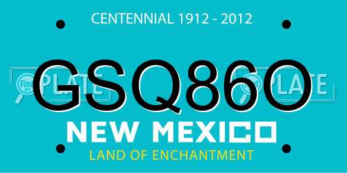 GSQ86O New Mexico License Plate