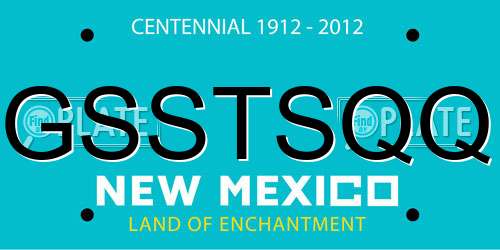 GSSTSQQ New Mexico License Plate