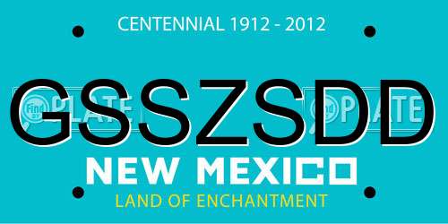 GSSZSDD New Mexico License Plate