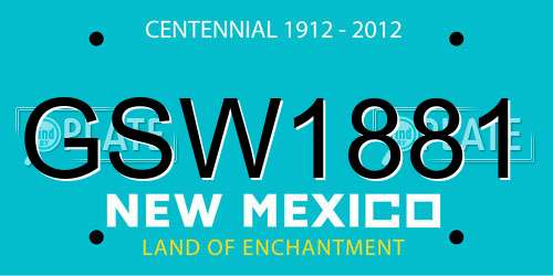 GSW1881 New Mexico License Plate