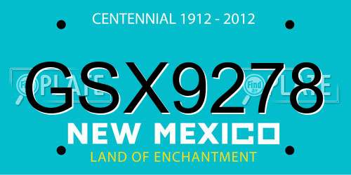 GSX9278 New Mexico License Plate