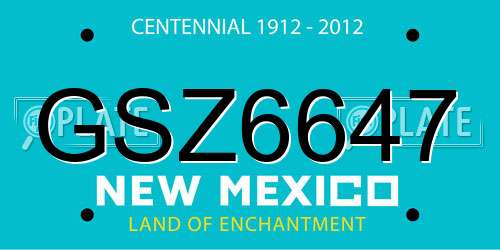 GSZ6647 New Mexico License Plate