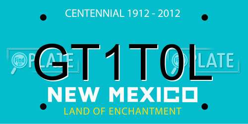 GT1T0L New Mexico License Plate