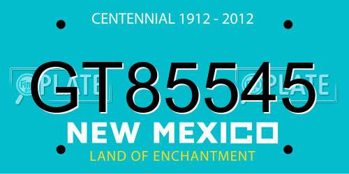 GT85545 New Mexico License Plate