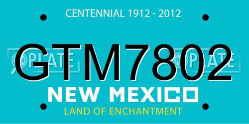 GTM7802 New Mexico License Plate