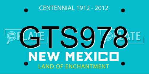 GTS978 New Mexico License Plate