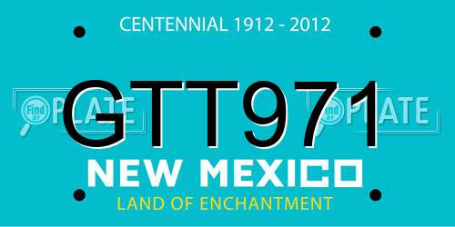 GTT971 New Mexico License Plate