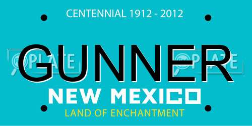 GUNNER New Mexico License Plate