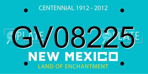 GV08225 New Mexico License Plate