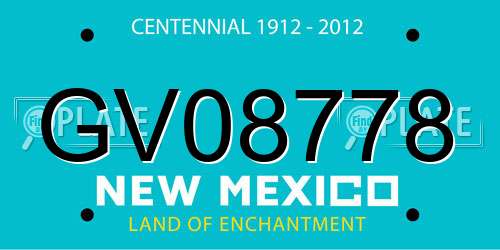 GV08778 New Mexico License Plate