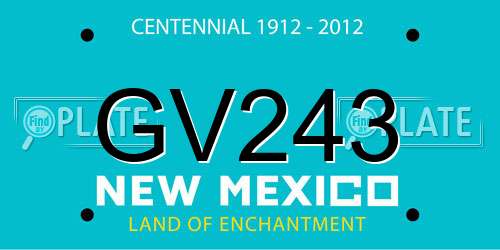 GV243 New Mexico License Plate
