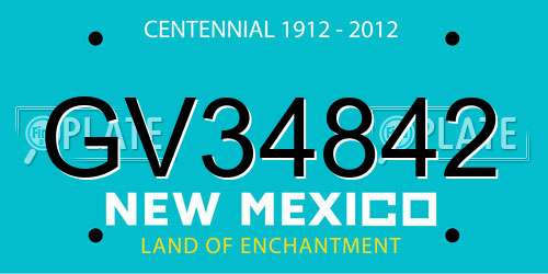 GV34842 New Mexico License Plate