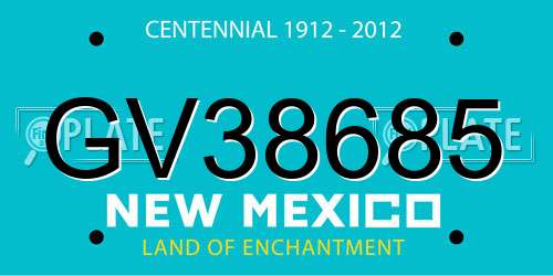 GV38685 New Mexico License Plate