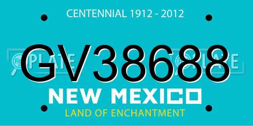 GV38688 New Mexico License Plate