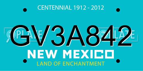 GV3A842 New Mexico License Plate