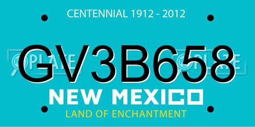 GV3B658 New Mexico License Plate