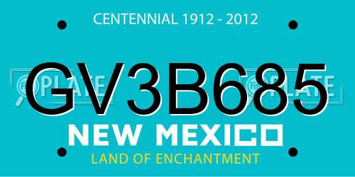 GV3B685 New Mexico License Plate