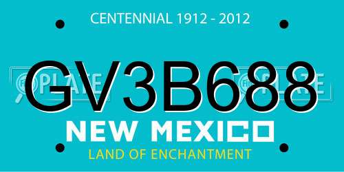 GV3B688 New Mexico License Plate
