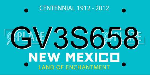 GV3S658 New Mexico License Plate