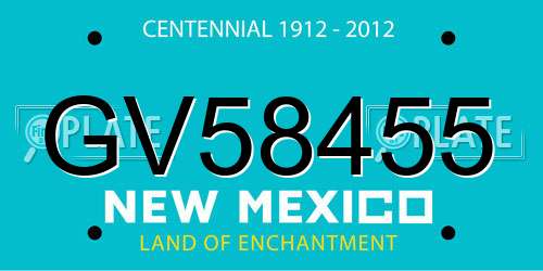GV58455 New Mexico License Plate