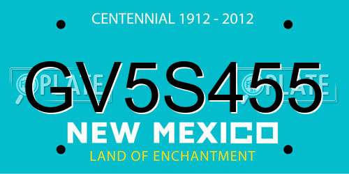 GV5S455 New Mexico License Plate