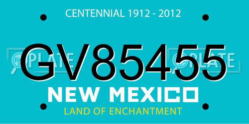 GV85455 New Mexico License Plate