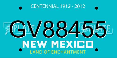 GV88455 New Mexico License Plate