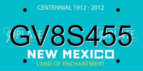 GV8S455 New Mexico License Plate