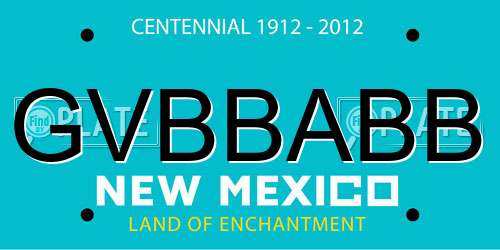GVBBABB New Mexico License Plate
