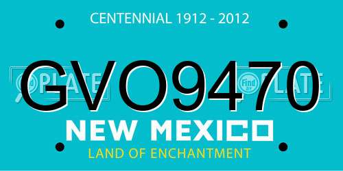 GVO9470 New Mexico License Plate