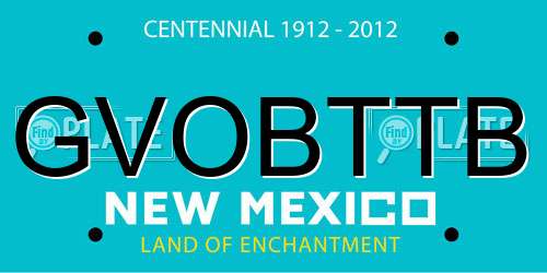 GVOBTTB New Mexico License Plate