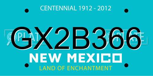 GX2B366 New Mexico License Plate