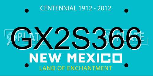 GX2S366 New Mexico License Plate