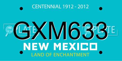 GXM633 New Mexico License Plate