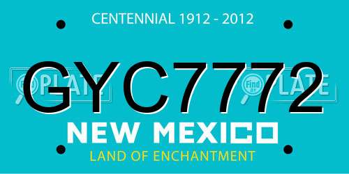 GYC7772 New Mexico License Plate