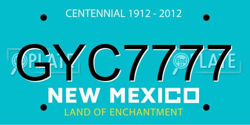 GYC7777 New Mexico License Plate
