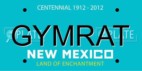 GYMRAT New Mexico License Plate