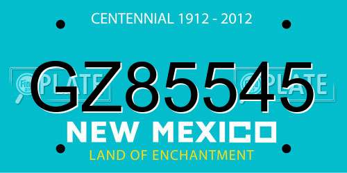 GZ85545 New Mexico License Plate