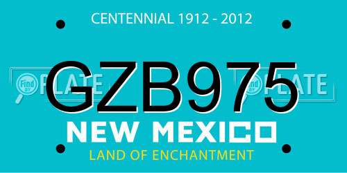 GZB975 New Mexico License Plate