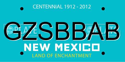 GZSBBAB New Mexico License Plate