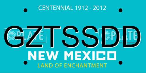 GZTSSDD New Mexico License Plate