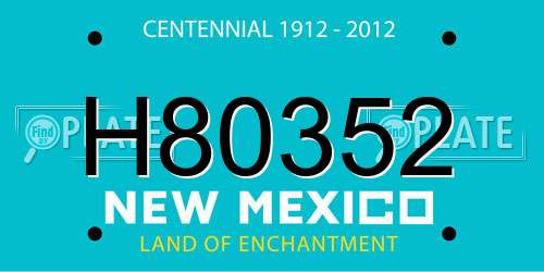 H80352 New Mexico License Plate
