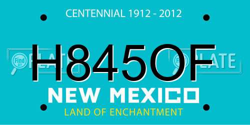 H845OF New Mexico License Plate